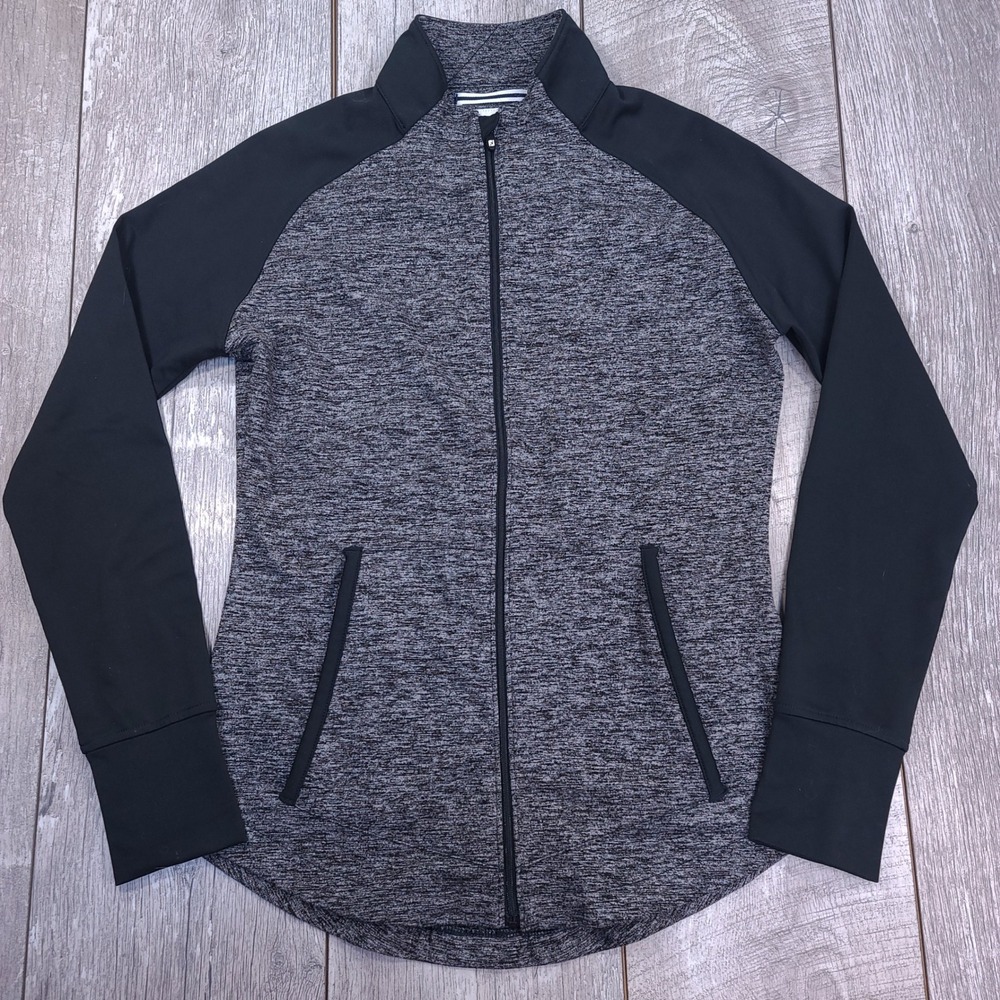 FootJoy Full Zip Jacket Women Small Gray Black Space Dye Thumbhole Performance
